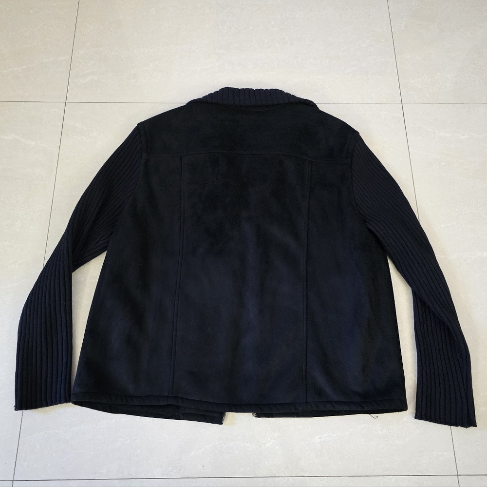 Claiborne Black Jacket - Faux Suede and Knit Materials - Size Large - Picture 3 of 6